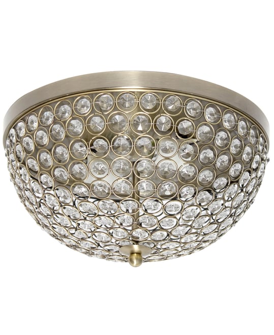 13" Classix Crystal Glam Two Light Decorative Dome Shaped Metal Flush Mount Ceiling Fixture