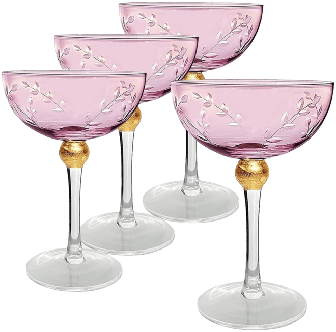 Pallo Tinted Glass Crystal Champagne Saucer, 9 oz Set of 4