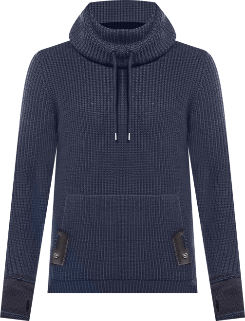 Men's Cowl Neck Knitted Pullover with Thumbhole Cuffs