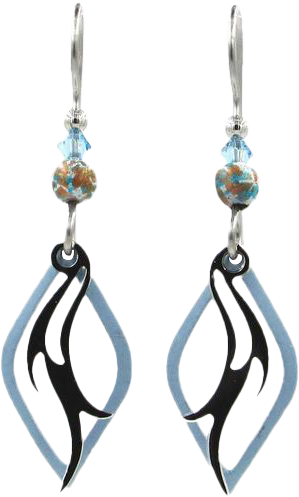 Silver Forest Blue Multi Open Layered Earrings