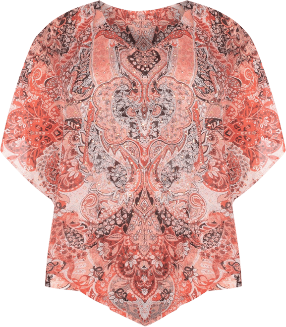 NY Collection Womens Nailhead Printed Poncho