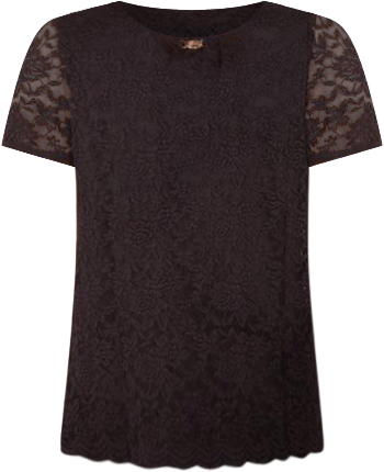 NY Collection Womens Lace Tulip Sleeve Tee
