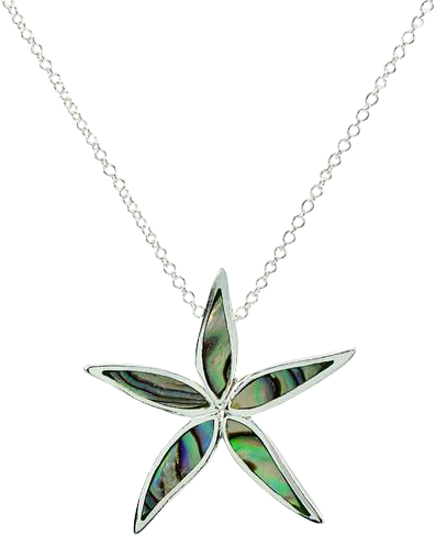 Beach Chic Silver Plated Abalone Starfish Pendant Necklace