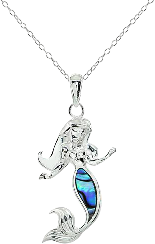 Beach Chic Silver Plated Abalone Mermaid Necklace