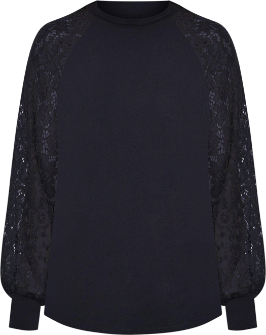 NY Collection Womens Lace Balloon Sleeve Blouse