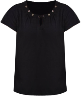 NY Collection Womens Extended S/S Grommet Neck Knit Top