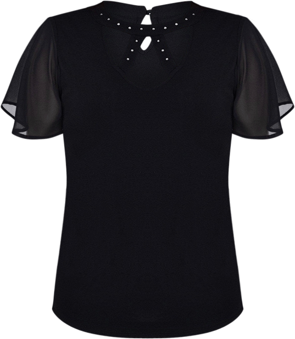 NY Collection Womens Short Flutter Sleeve Top