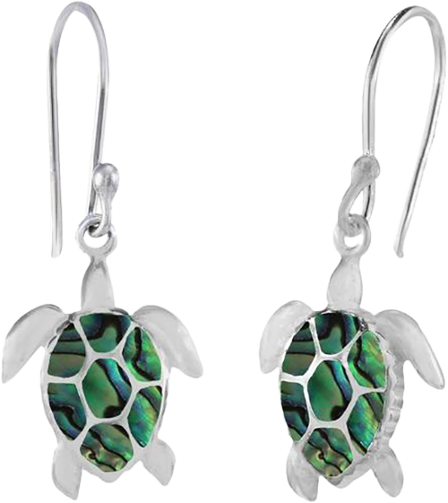 Beach Chic Sea Turtle Abalone Dangle Earrings