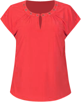 Womens Petite Short Extended-Sleeve Grommet Neck Knit Top