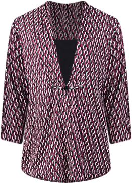 NY Collection Petite Puff Print 3/4 Sleeve Two-Fer Top