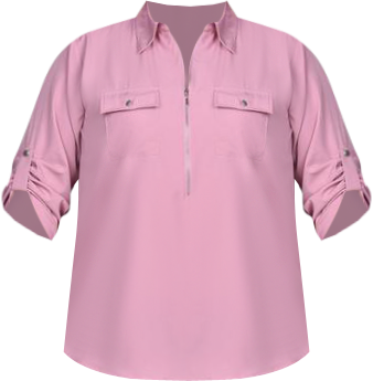NY Collection Plus 3/4 Roll Tab Sleeve Zip Front Top