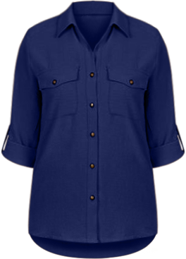 NY Collection Plus 3/4 Sleeve Roll Tab Blouse