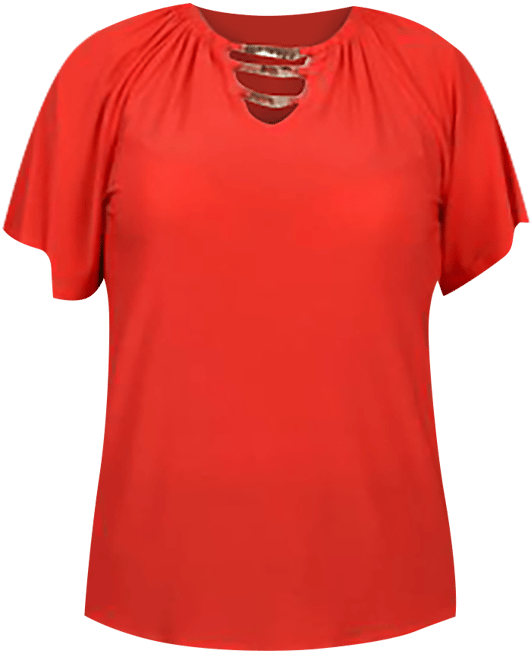 NY Collection Petite Raglan Sleeve Top with Chain Detail