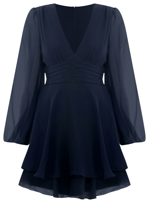 Juniors' Flutter-Sleeve V-Neck Layered Dress