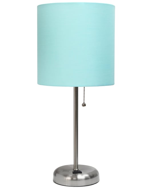 Oslo 19.5" Contemporary Bedside Standard Metal Table Desk Lamp with White Drum Fabric Shade