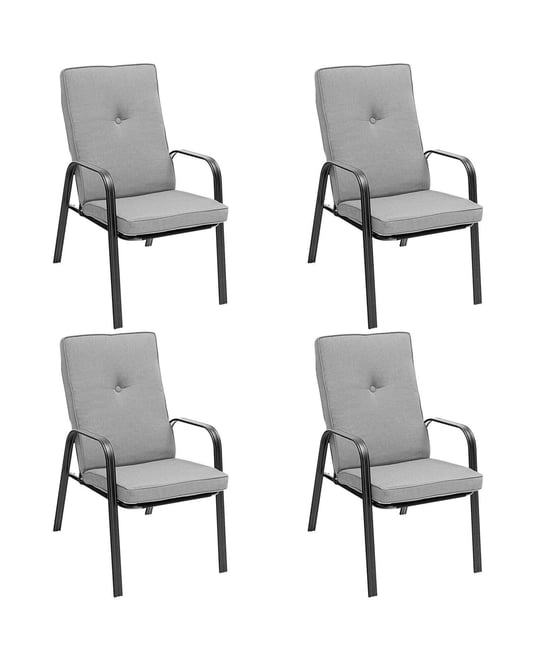 4 Patio Dining Stackable Chairs Set with High-Back Cushions