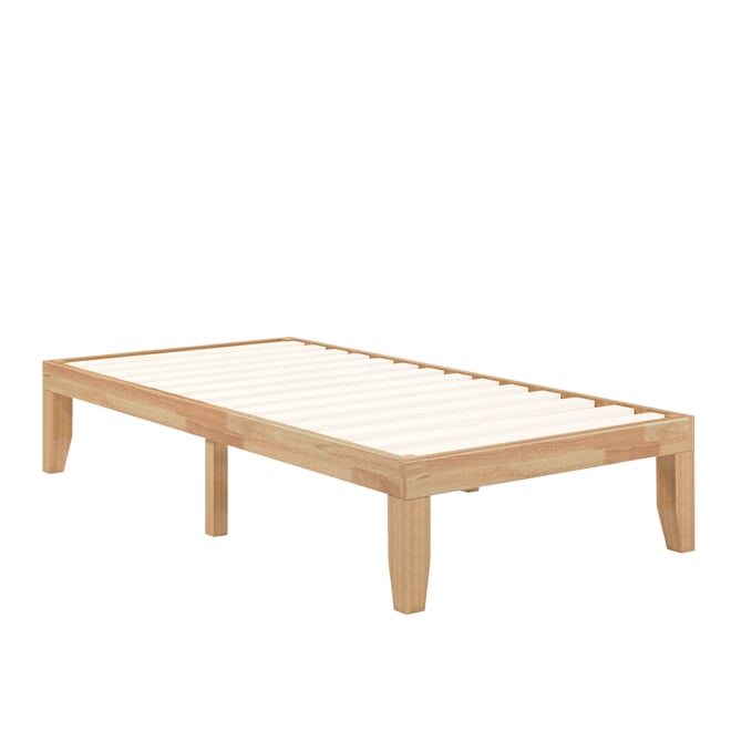 Slickblue 14 Inch Twin Size Rubber Wood Platform Bed Frame with Wood Slat Support