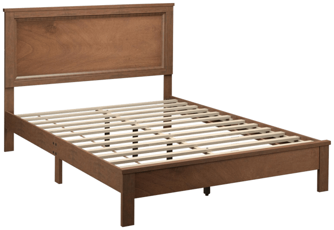 Bed Frame Platform Slat High Headboard Bedroom with Rubber Wood Leg