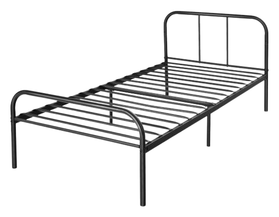 Modern Metal Bed Frame with Curved Headboard and Footboard