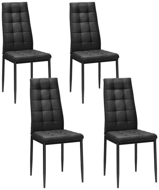 Set of 4 Fabric Dining Chairs Set with Upholstered Cushion and High Back