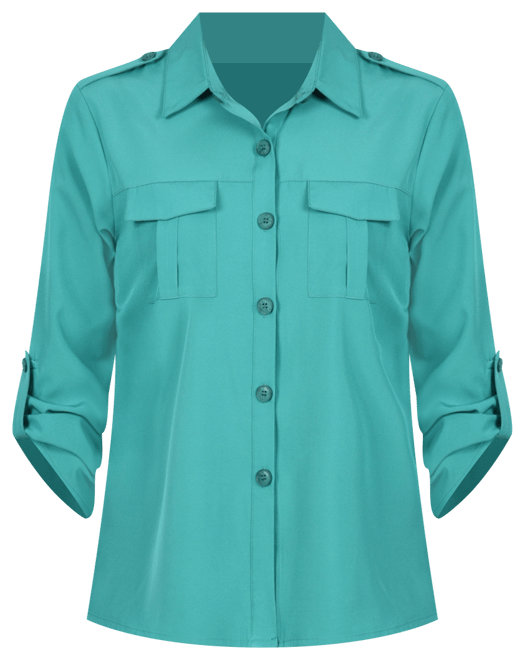 Women's 3/4 Sleeve Roll Tab Blouse