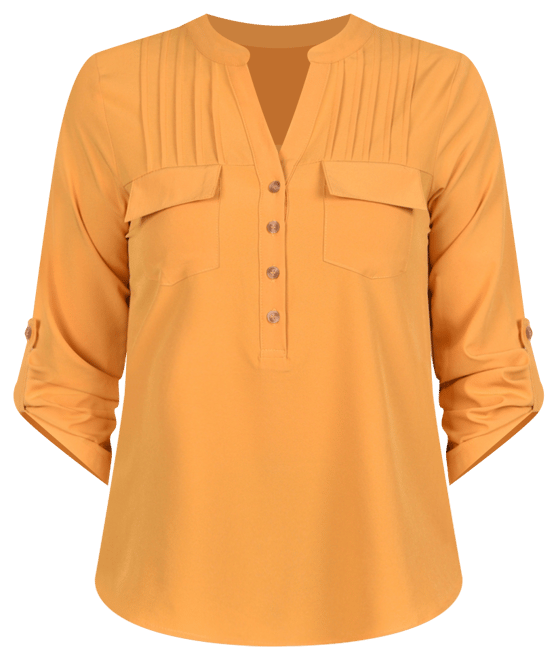 Women's Long Tab-Sleeve Blouse with Pockets