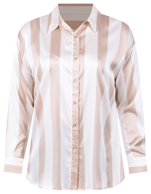 Women's Long Sleeve Striped Satin Blouse