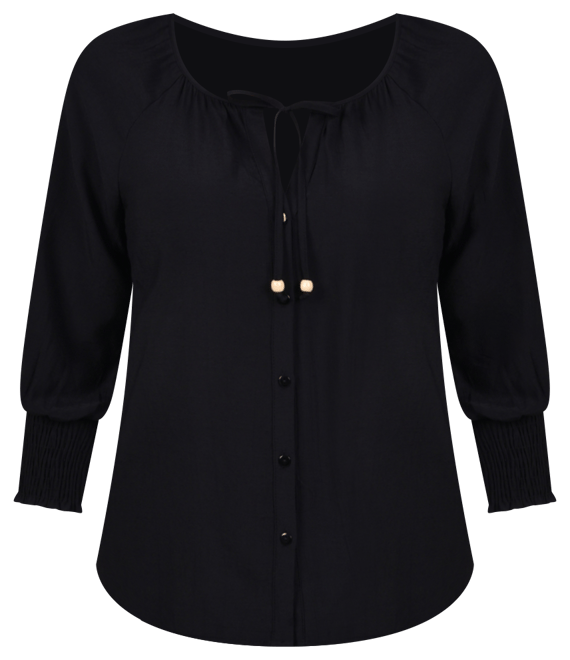 Women's 3/4 Sleeve Button Front Blouse