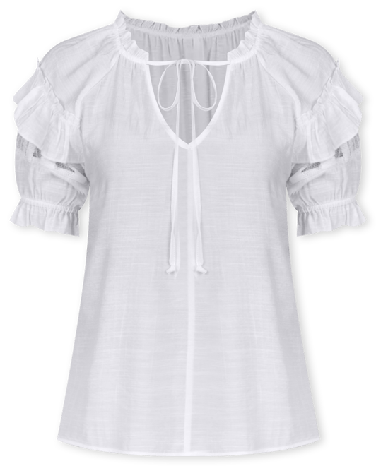 Women's Short Ruffled Sleeve Blouse