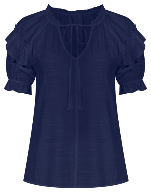 Women's Short Ruffled Sleeve Blouse