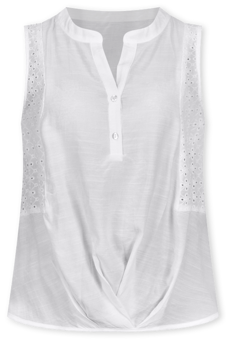 Women's Sleeveless Blouse with Eyelet Insets