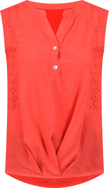 Women's Sleeveless Blouse with Eyelet Insets