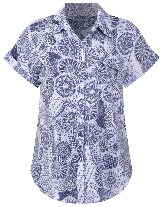 Women's Short Rolled Sleeve Button Front Blouse