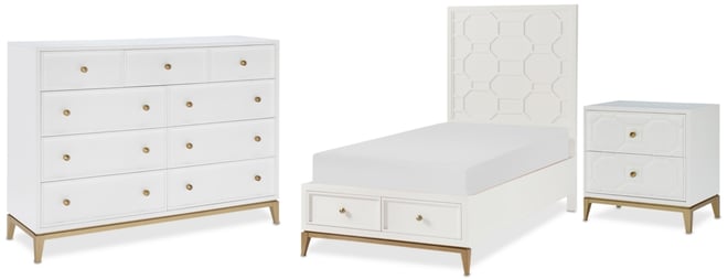 Chelsea 3-Pc. Bedroom Set (Twin Storage Bed, Dresser & Nightstand)