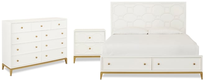 Chelsea 3-Pc. Bedroom Set (King Storage Bed, Dresser & Nightstand)