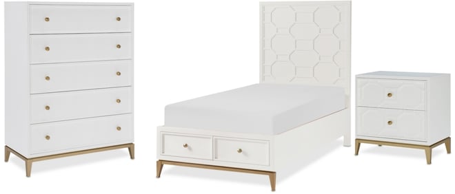 Chelsea 3-Pc. Bedroom Set (Twin Storage Bed, Chest & Nightstand)
