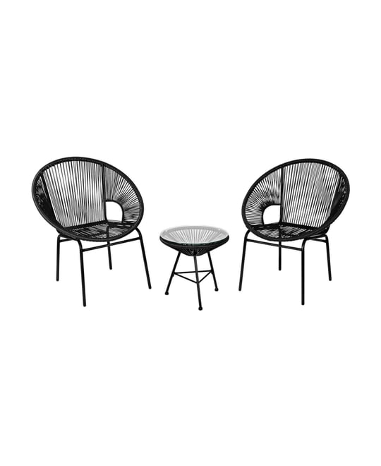 3 Pieces Patio Acapulco Furniture Bistro Set with Glass Table