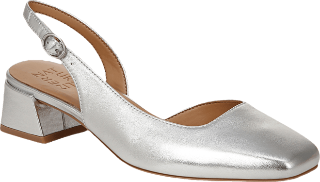 Jayla Mid-Heel Square Toe Slingback Pumps