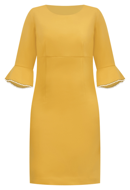 Kat Elbow-Sleeve Ruffled-Cuff Dress