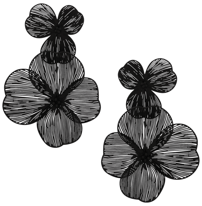 Gold-Tone Openwork Flower Double Drop Earrings