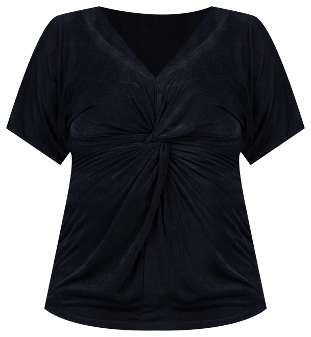 Plus Size V Neck Knot Front Kimono Sleeve Top