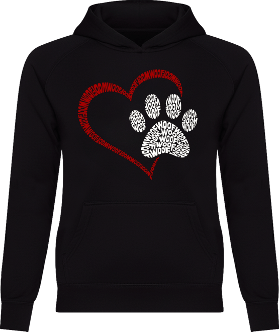 Women's Word Art Paw Heart Hooded Sweatshirt