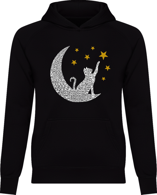 Women's Word Art Cat Moon Hooded Sweatshirt