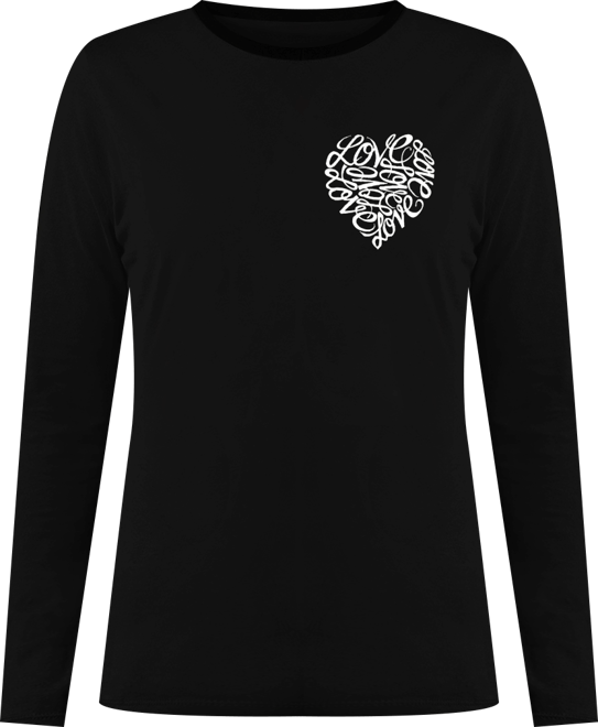 Women's Word Art Cursive Heart Long Sleeve T-Shirt