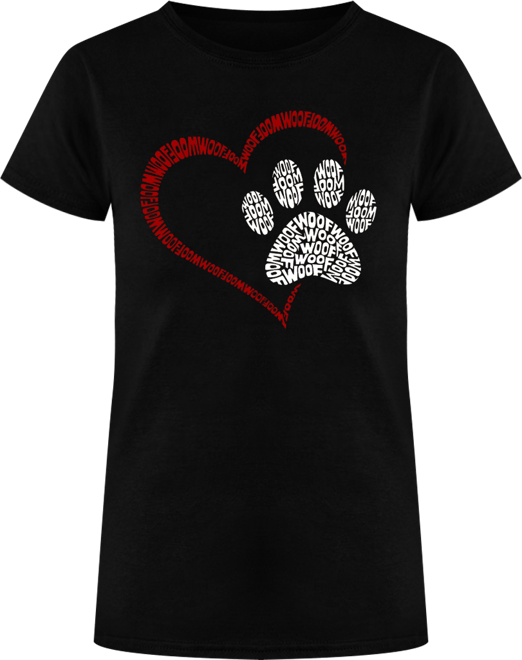 Women's Word Art Paw Heart T-Shirt