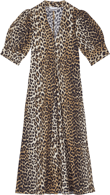 Ganni pink leopard dress best sale