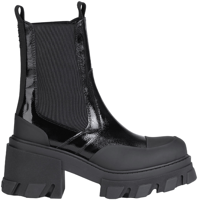 Black Cleated Heeled Mid Chelsea Boots GANNI AE