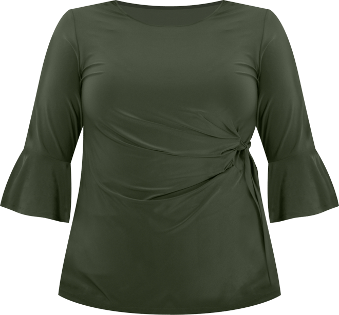 Plus Size Bell-Sleeve Side-Tie Top