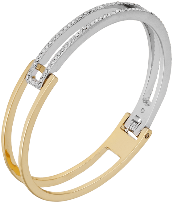 Two Tone Glass Stone Cuff Bracelet