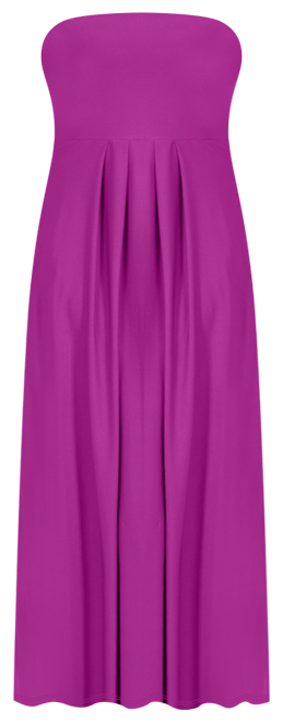 Pleated A Line Strapless Maxi Pocket Dress